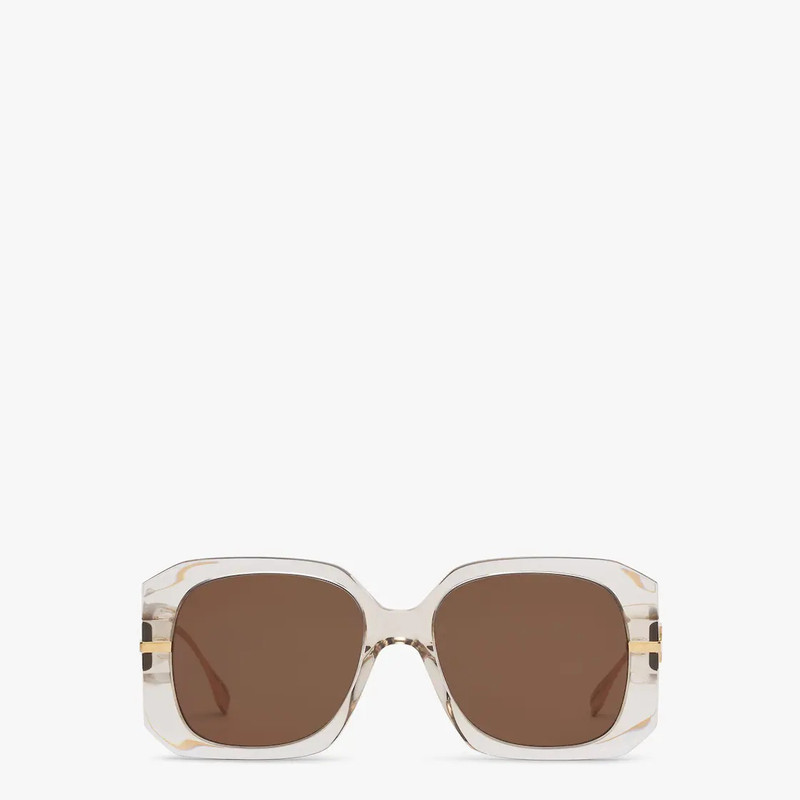 Oversized square Fendigraphy sunglasses in transparent beige acetate, inspired by the Hobo bag. Temp 1
