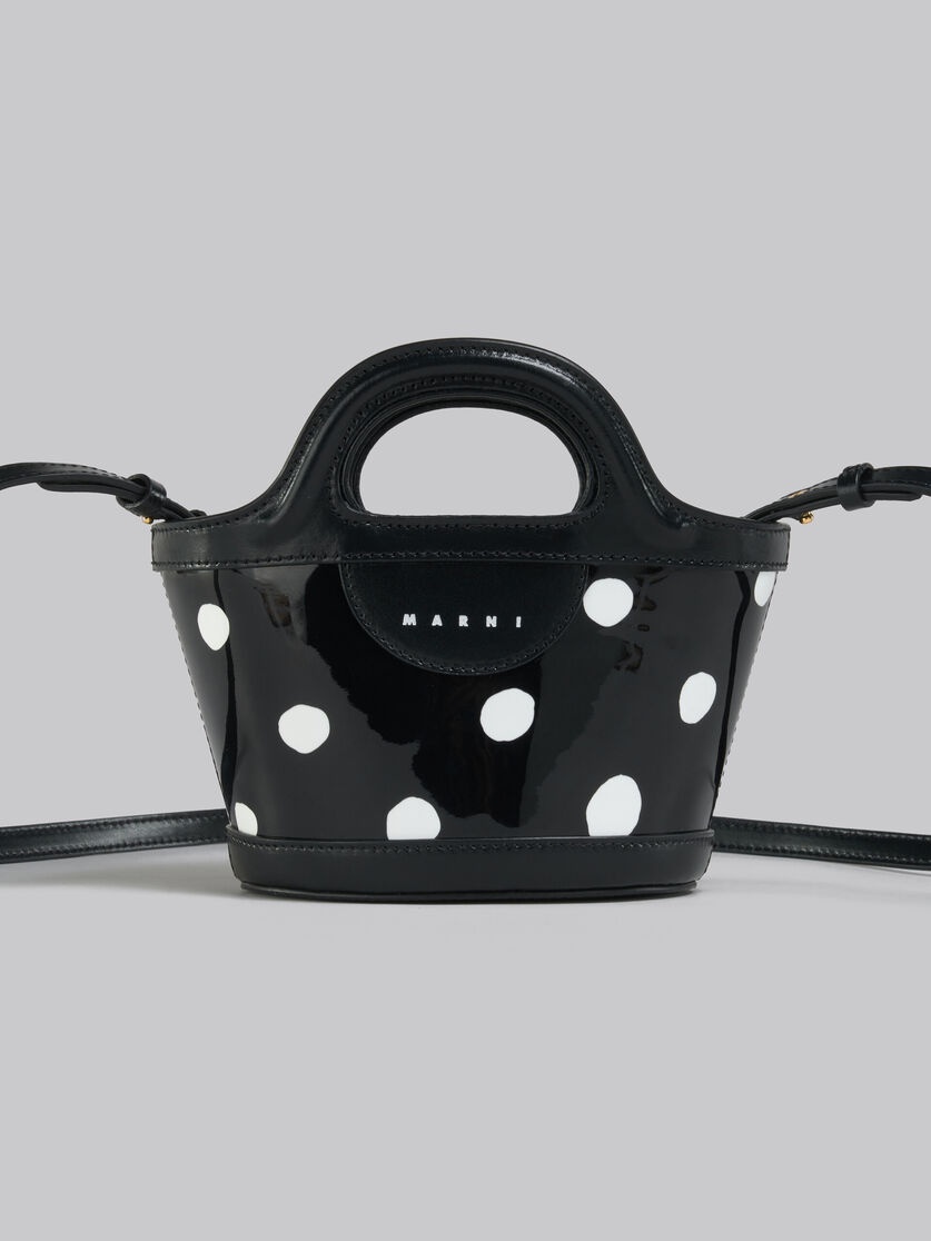 BLACK AND WHITE POLKA-DOT PATENT LEATHER TROPICALIA MICRO BAG 5
