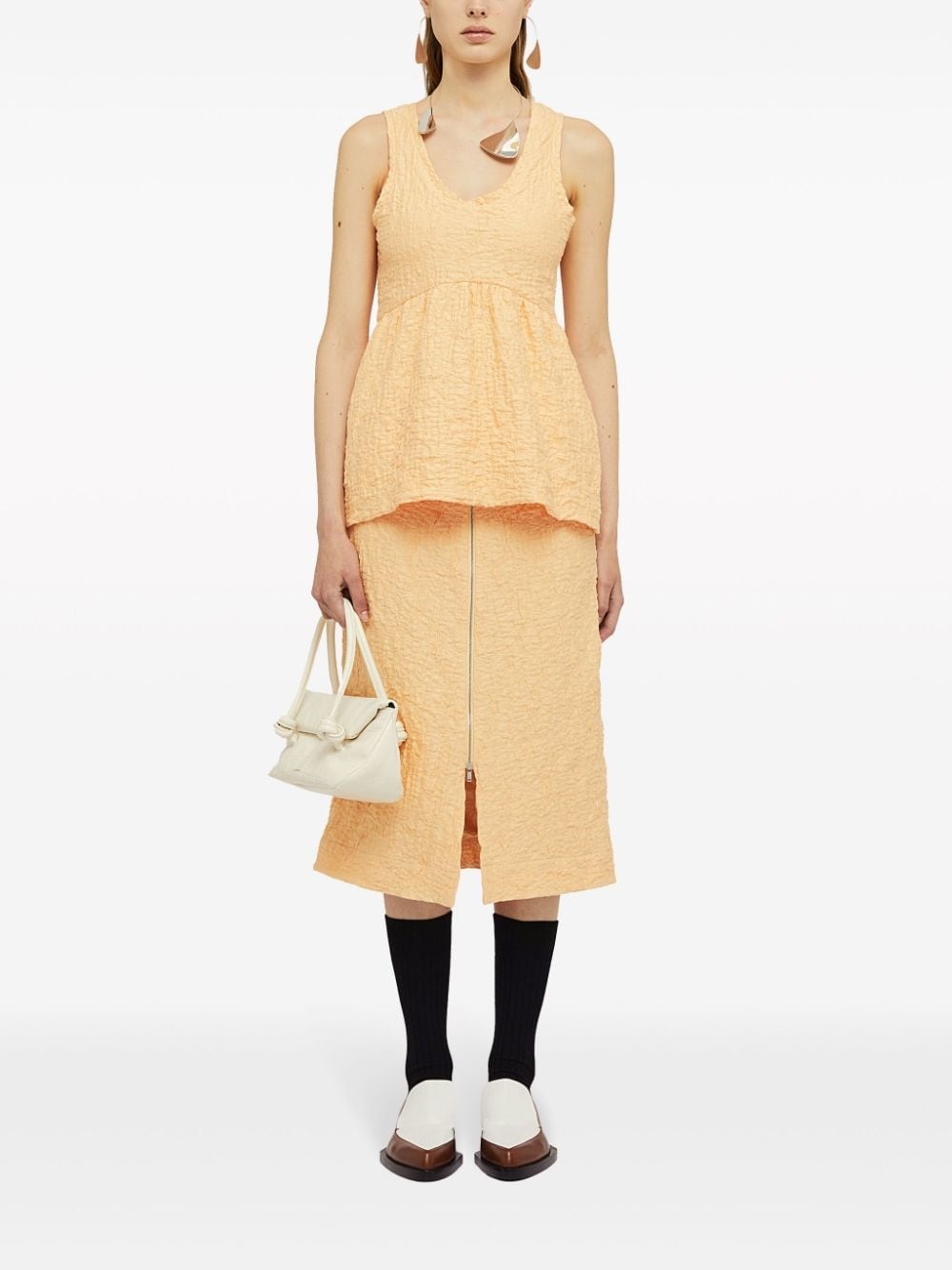 textured-finish zip-up midi skirt - 2