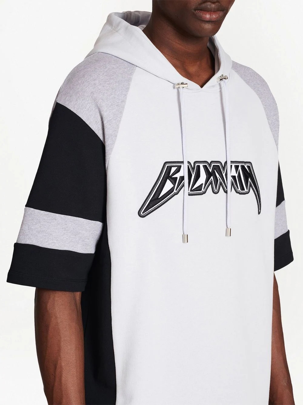 logo-embroidered short-sleeve hoodie - 5