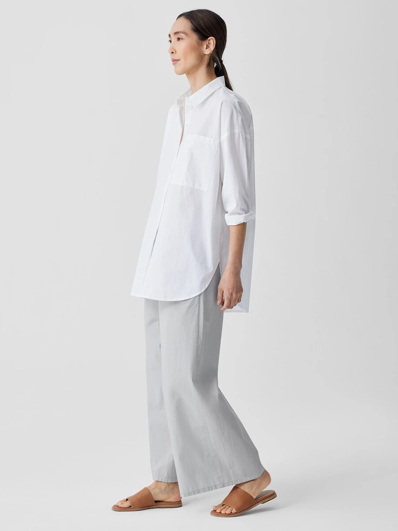 Washed Organic Cotton Poplin Classic Collar Long Shirt 3