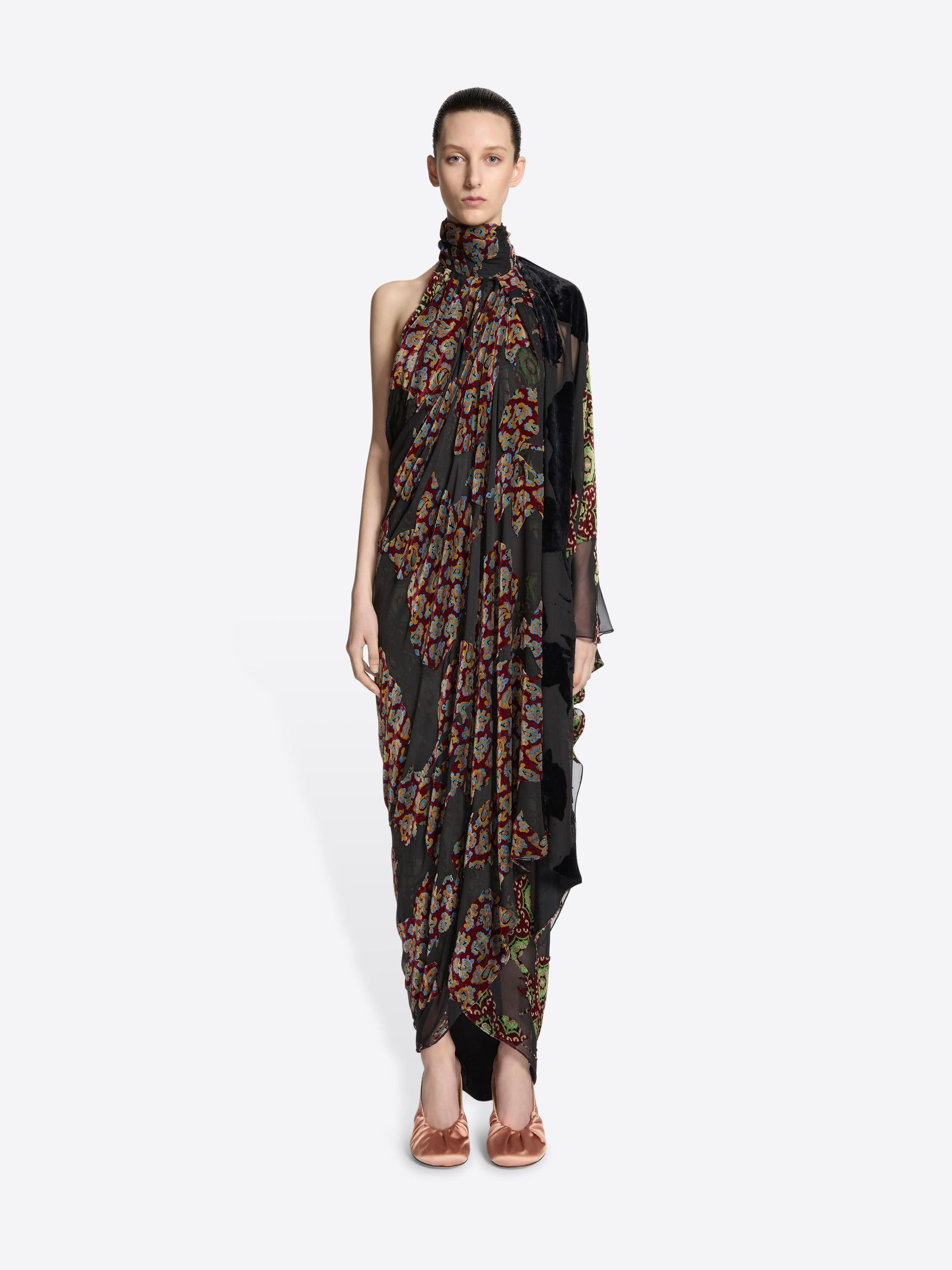 LAYERED VISCOSE SILK DRESS - 2