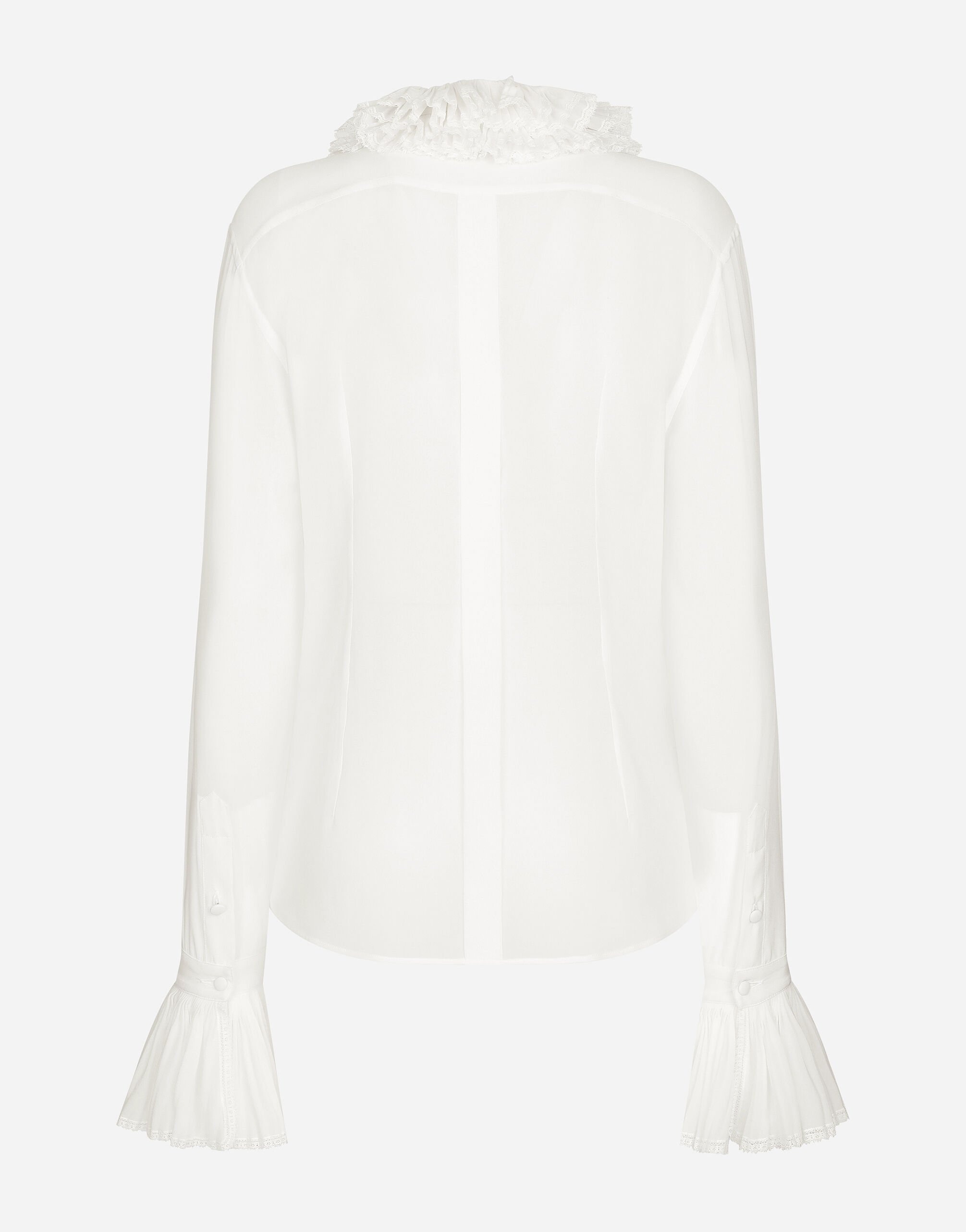 Georgette shirt with pleated cuffs and collar details - 2