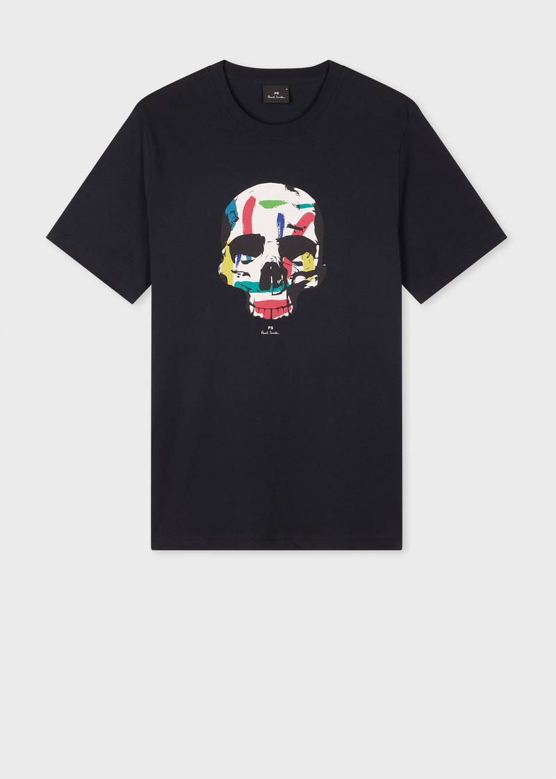 Navy 'Painted Skull' T-Shirt 1