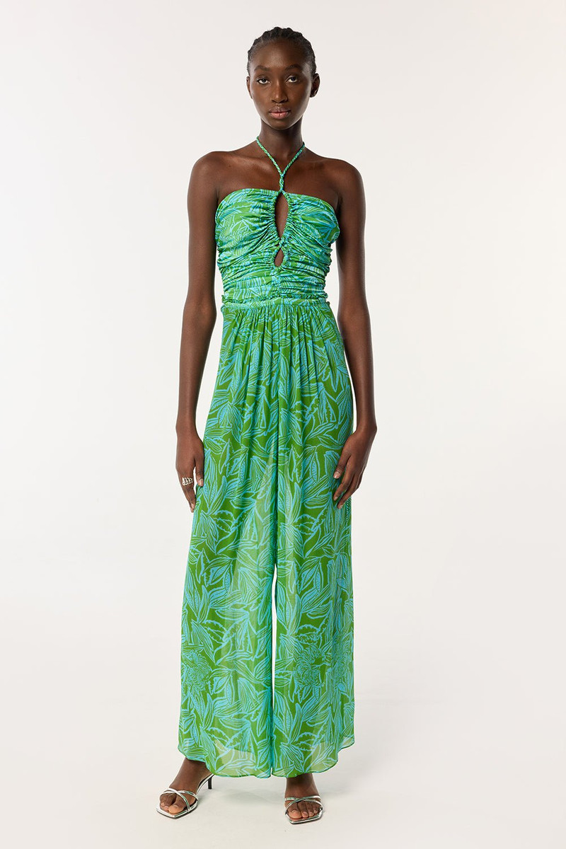 Long Jumpsuit Claudia - Turquoise Pop Tiger 1