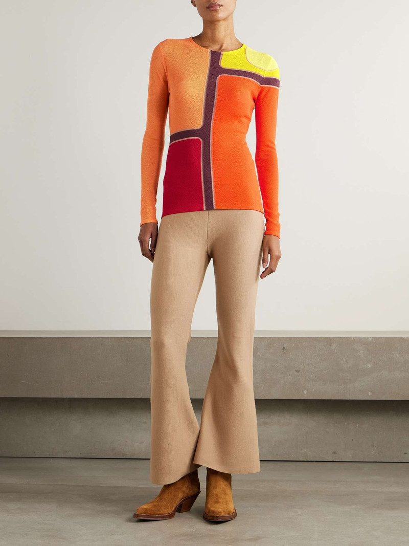 GABRIELA HEARST Atreus paneled color-block wool-blend sweater Orange outlook