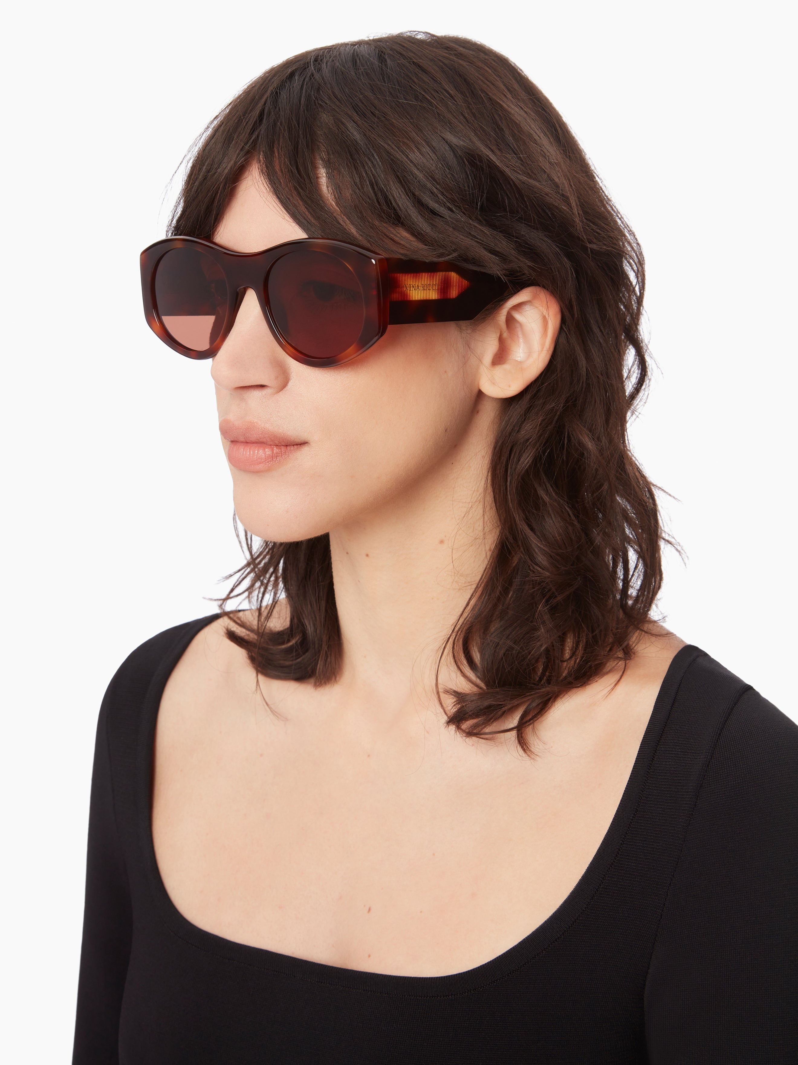 Full Moon round shiny havana Sunglasses - 3