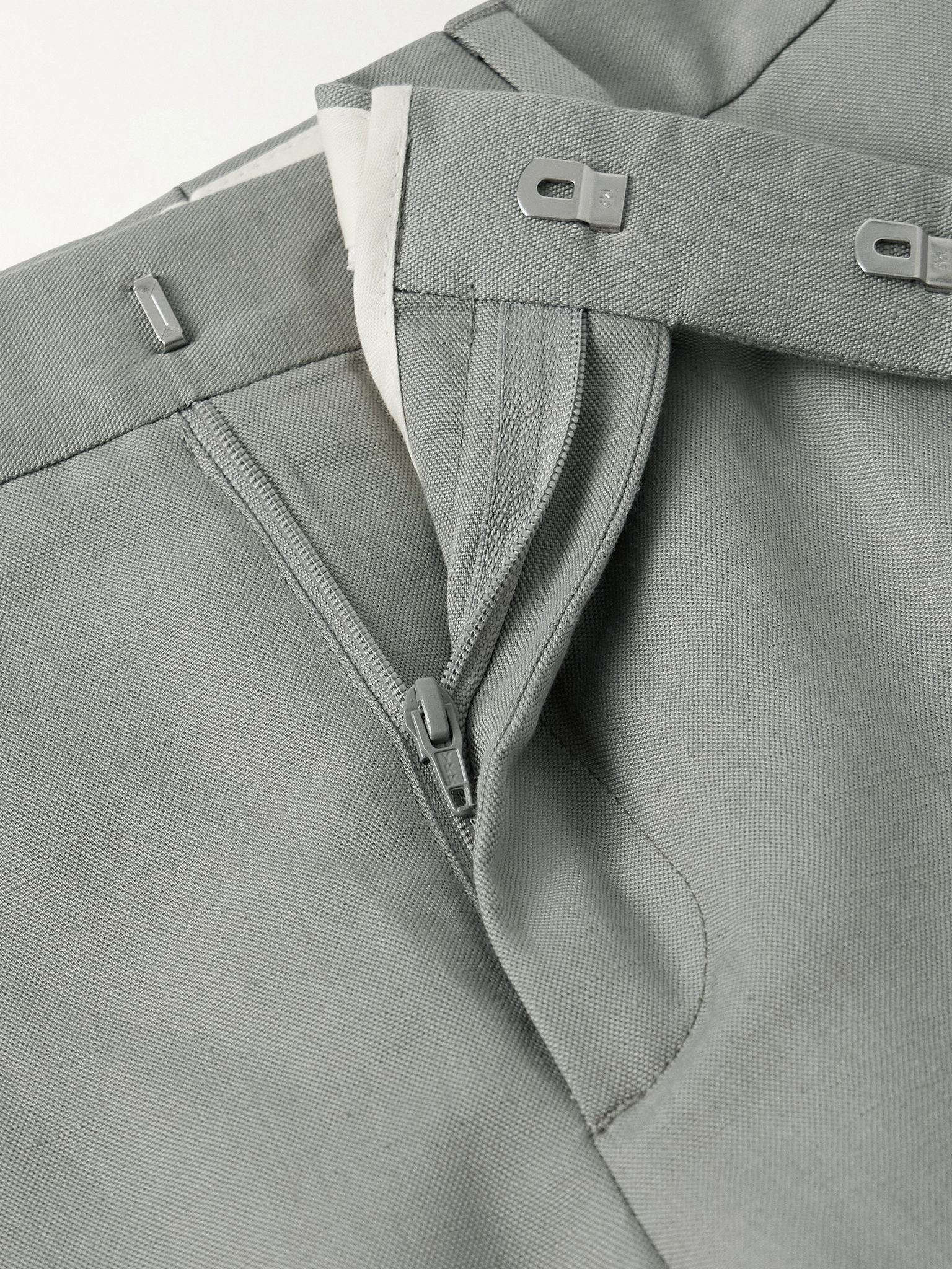 Slim-Fit Linen, Cotton and Lyocell-Blend Suit Trousers Gray green - 6