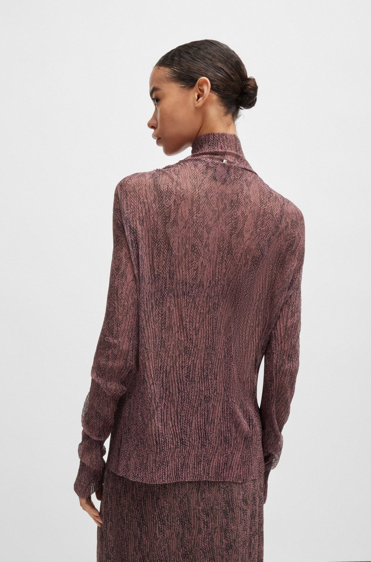HIGH-NECK TOP IN PLISSÉ TULLE - 4