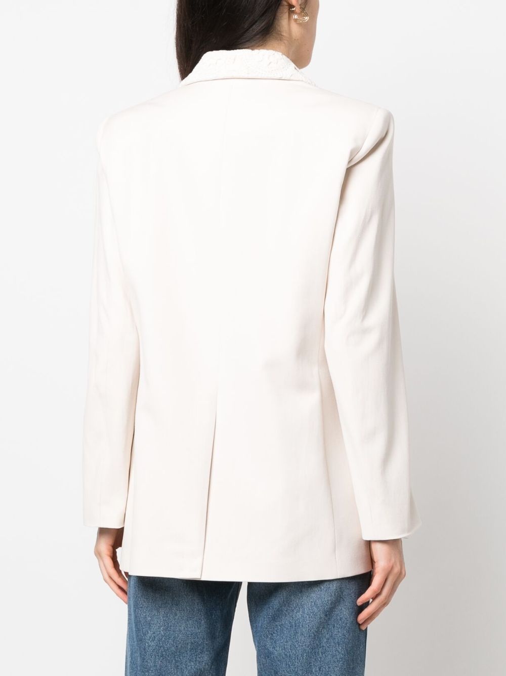 double-breasted crochet blazer - 4