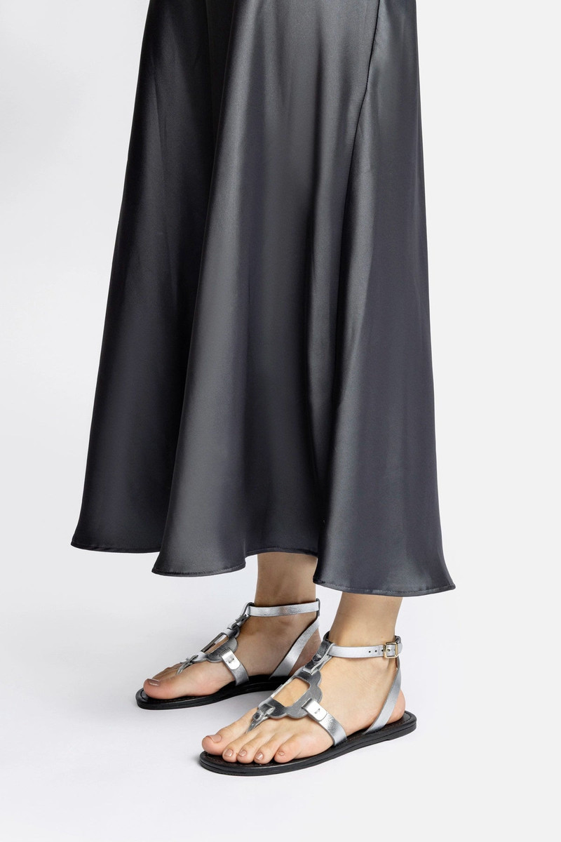 Larroudé Margherita Sandal In Metallic Silver Leather outlook