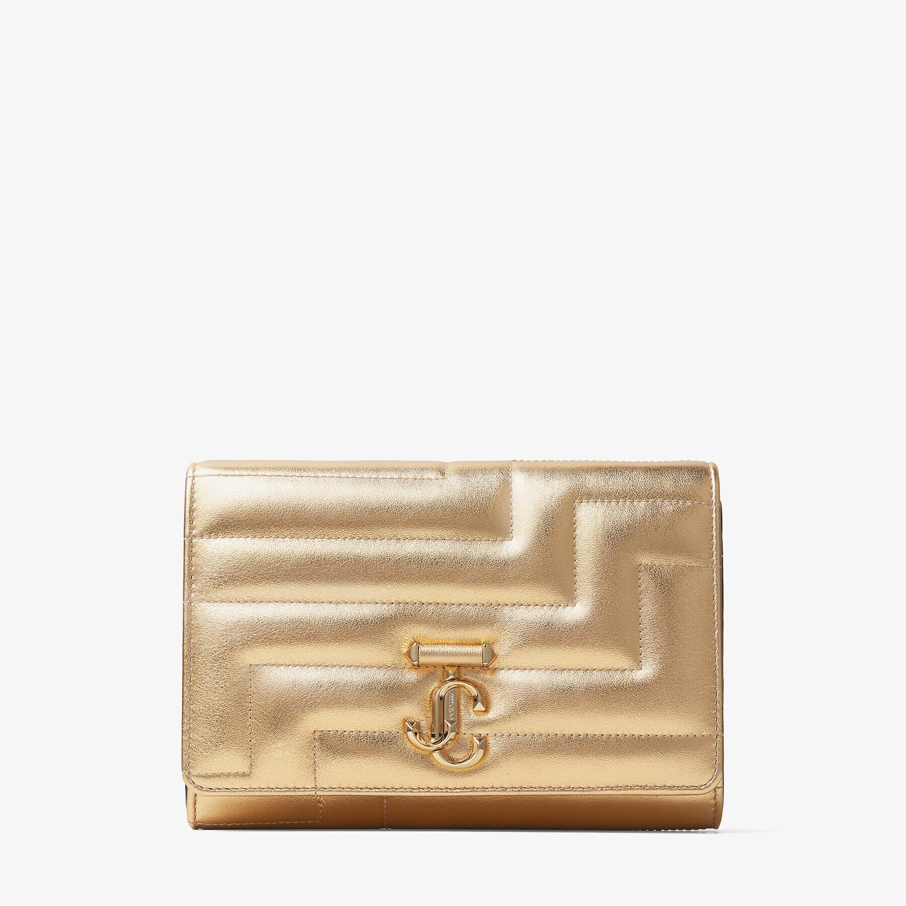 Varenne Avenue Clutch, Gold Avenue Metallic Nappa Leather Clutch Bag with  Light Gold JC Emblem