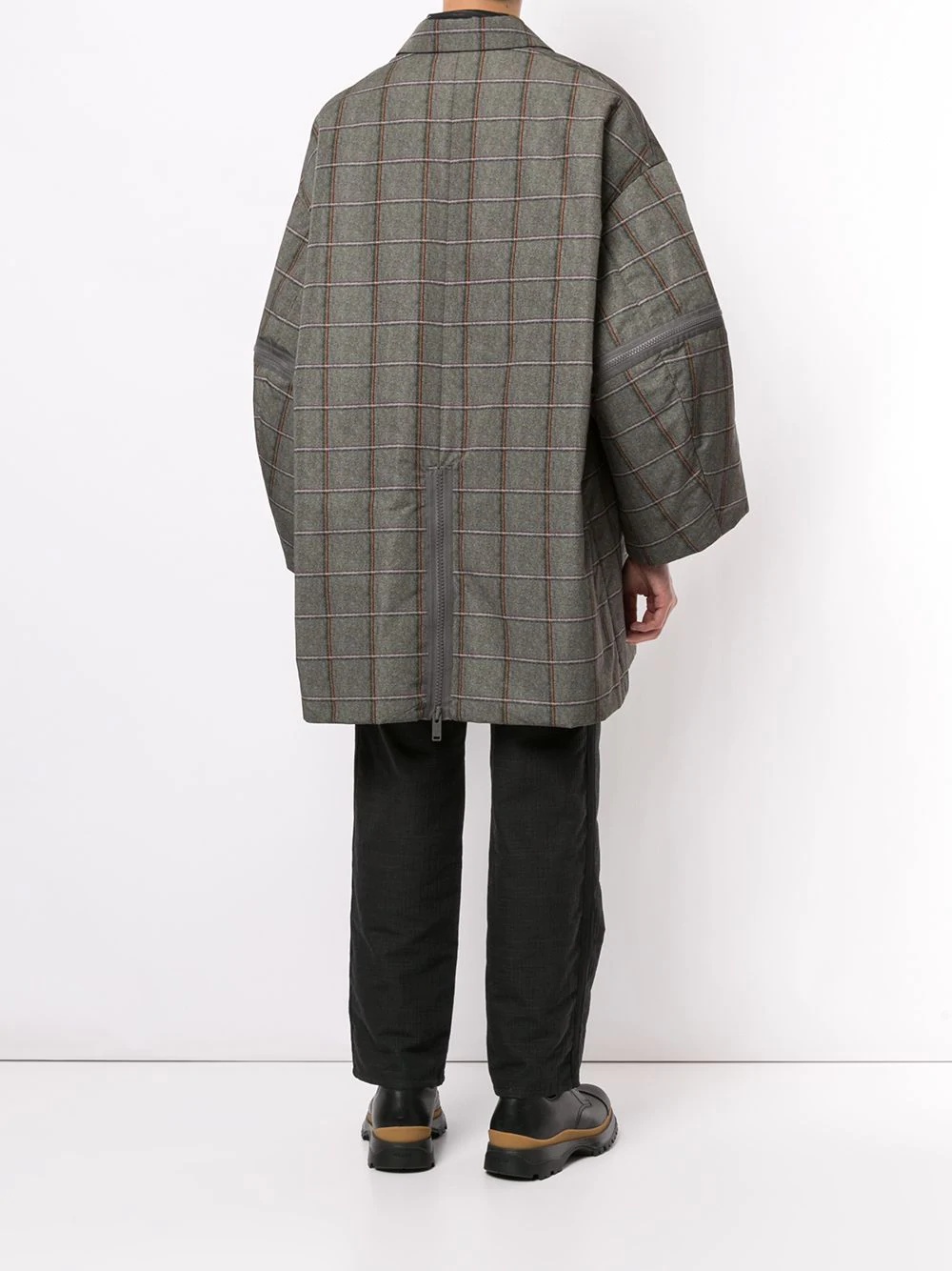 oversize check print coat - 4