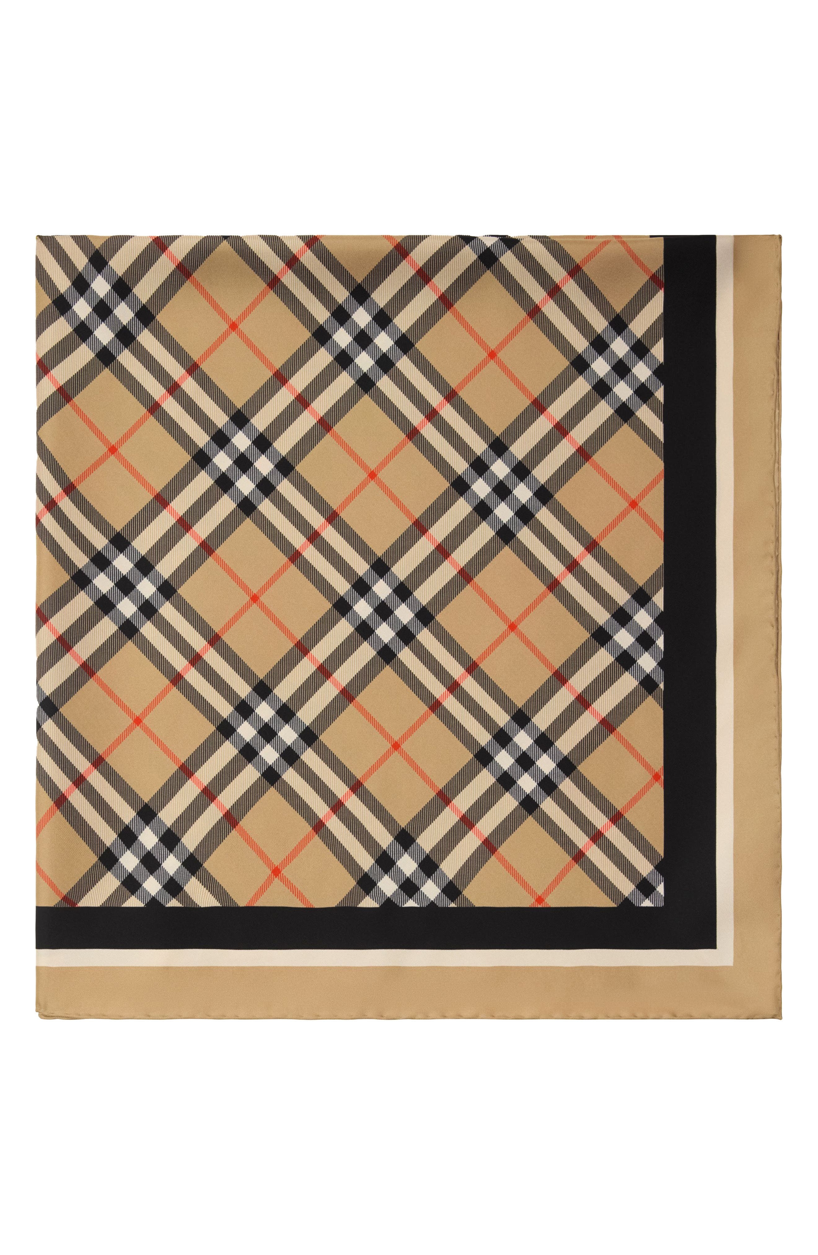burberry Medium Check EKD Stamp Square Silk Twill Scarf in Sand at Nordstrom - 3