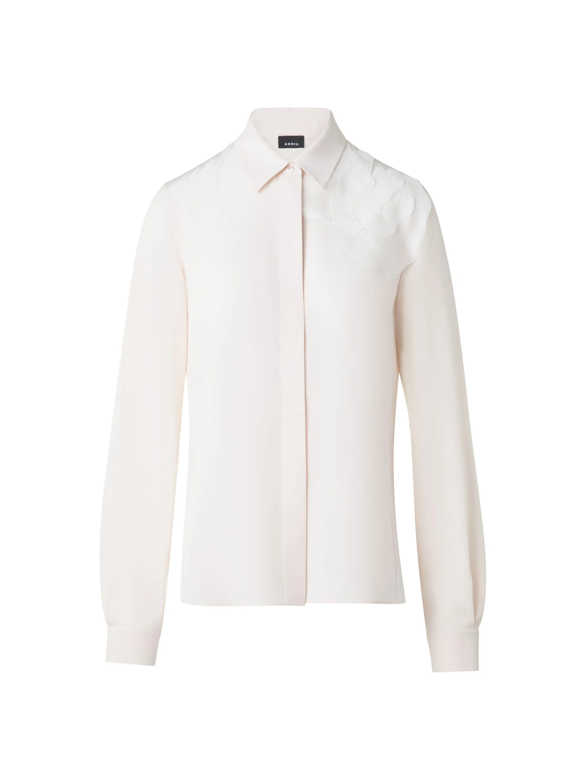 Women's Silk Crepe Blouse - Vanilla - 1
