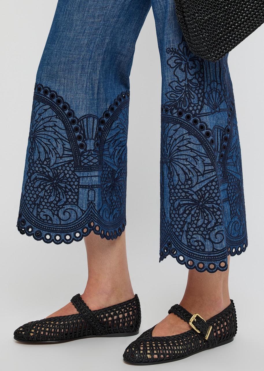 Zimmermann Coco Embroidered Chambray Trousers - 5