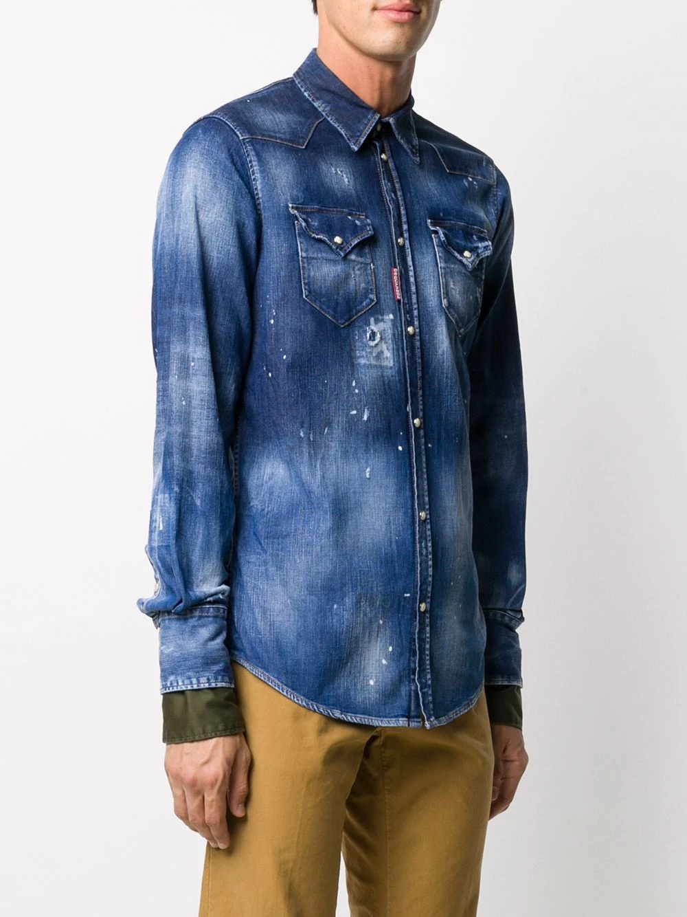 bleached effect buttoned denim shirt - 3