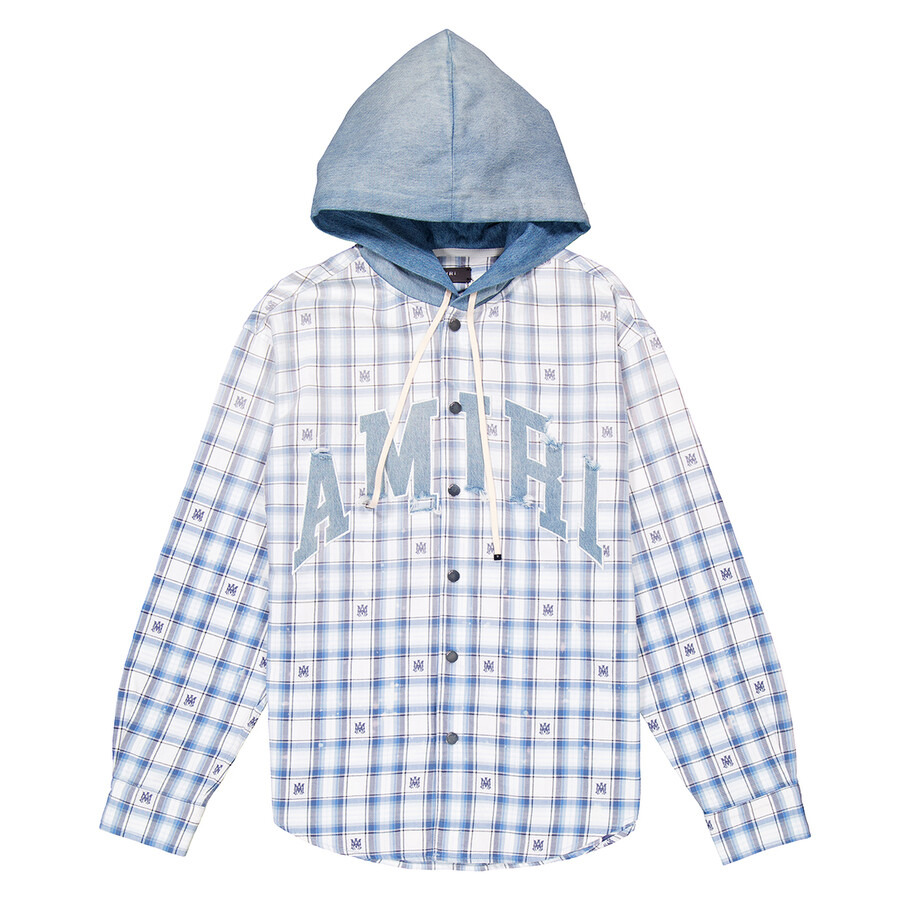 Amiri Men's Cerulean Hooded Cotton Overshirt - 1