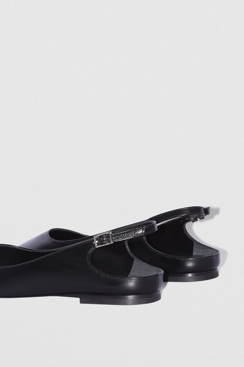 Koyna Black Creased Calf Leather Slingback Flat - 4