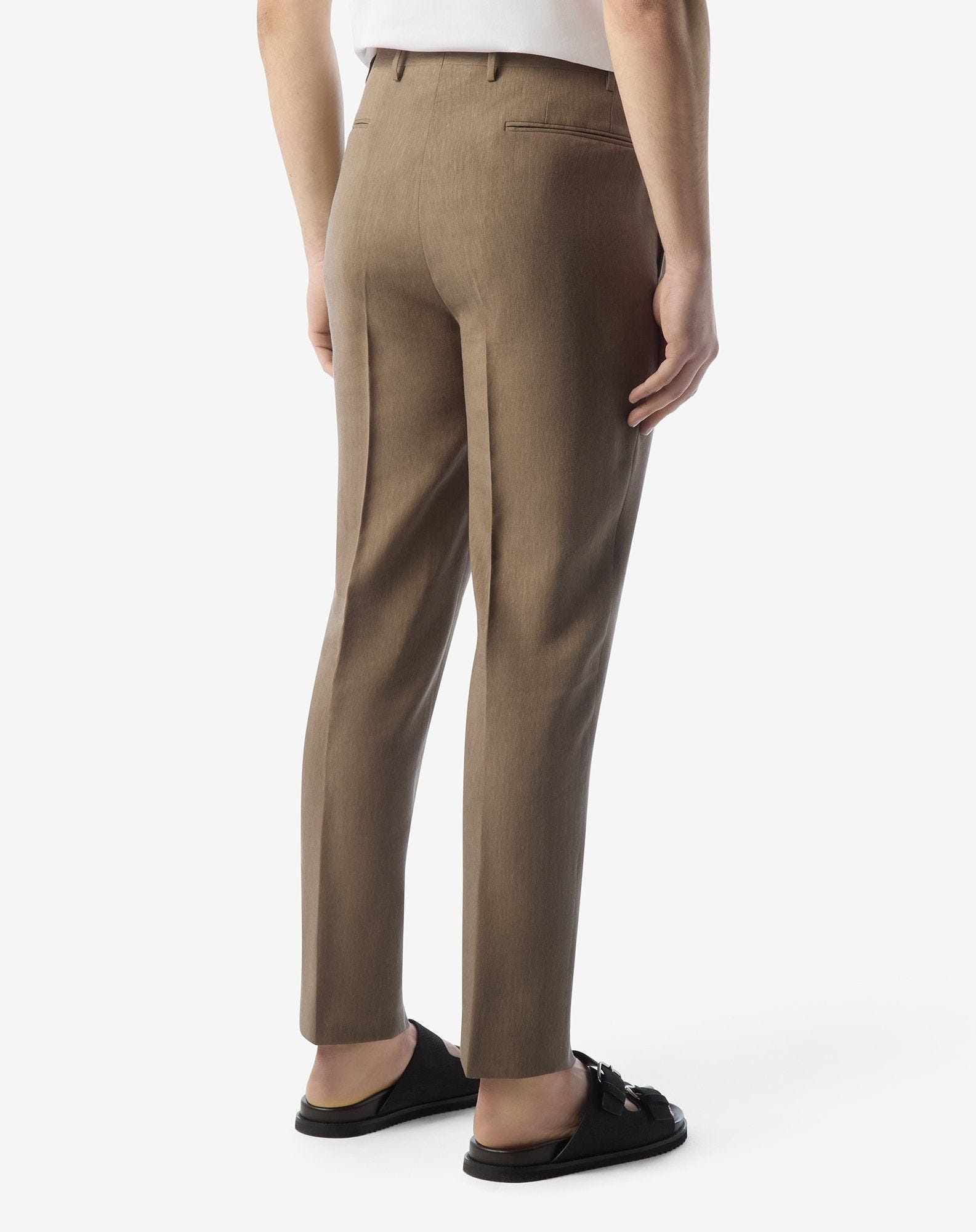 Extralight beige wool and naturally stretch linen trousers - 4