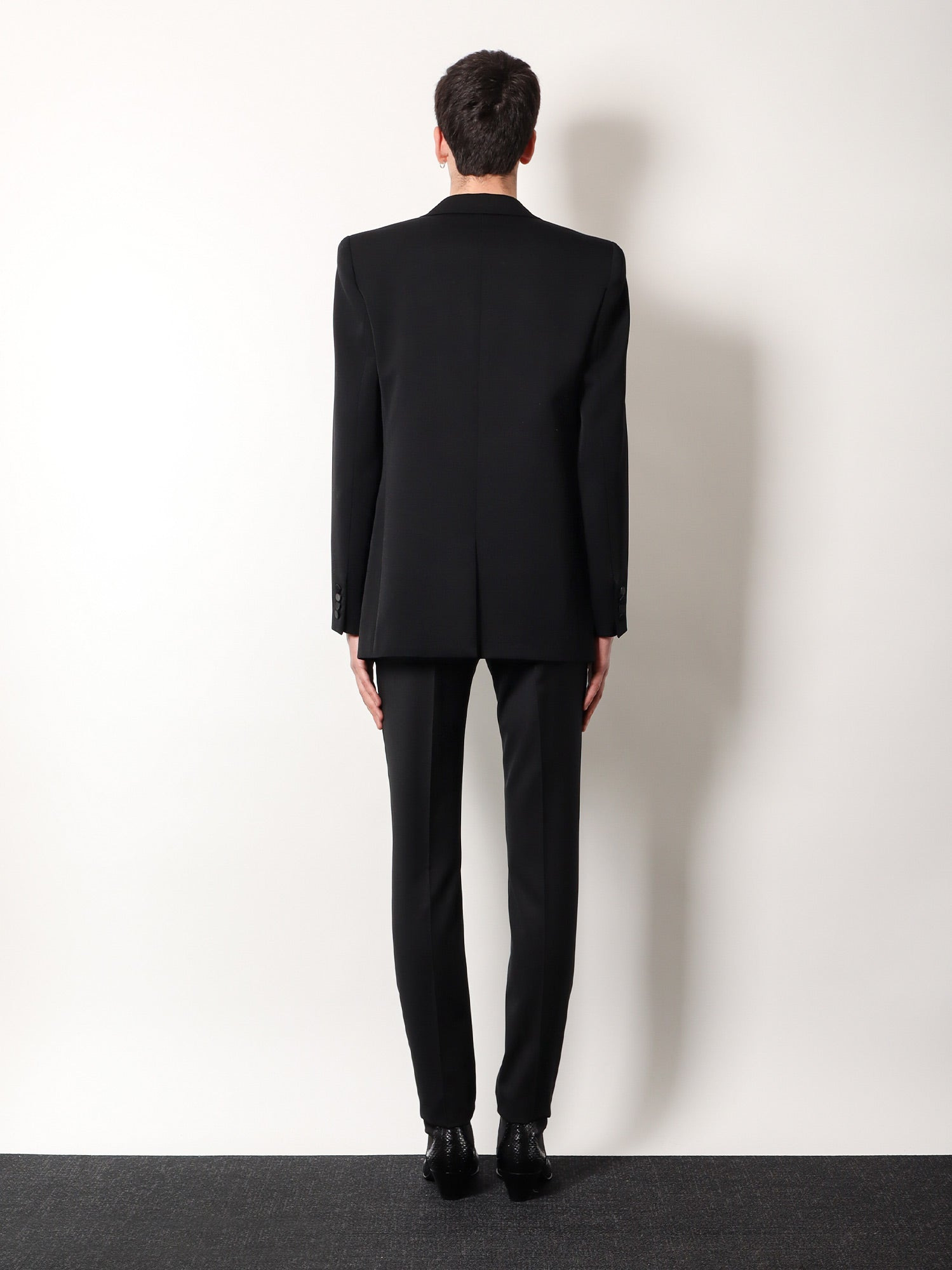 Saint Laurent Certified Wool Blazer With Satin Lapel - 3