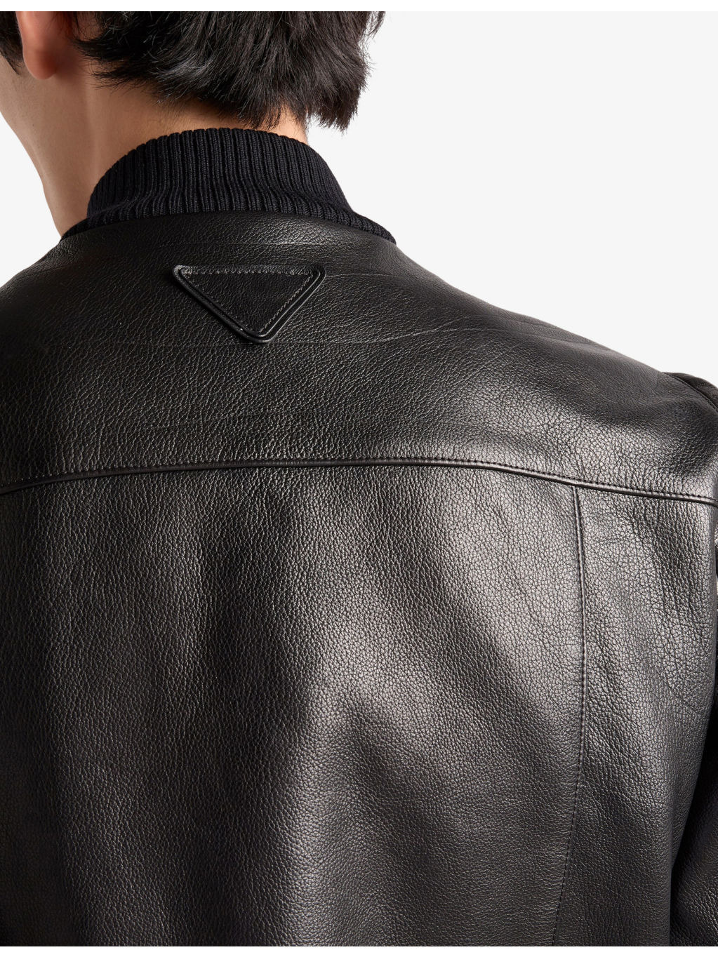 Patch-Pocket Leather Bomber Jacket - 5