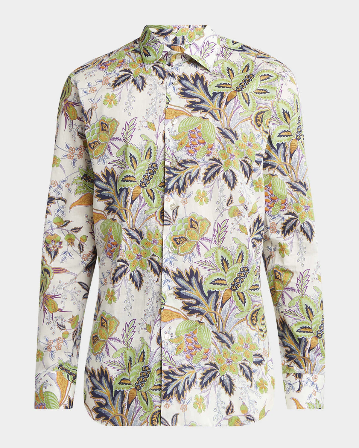 Men's Cotton Floral Palm Sport Shirt - 1