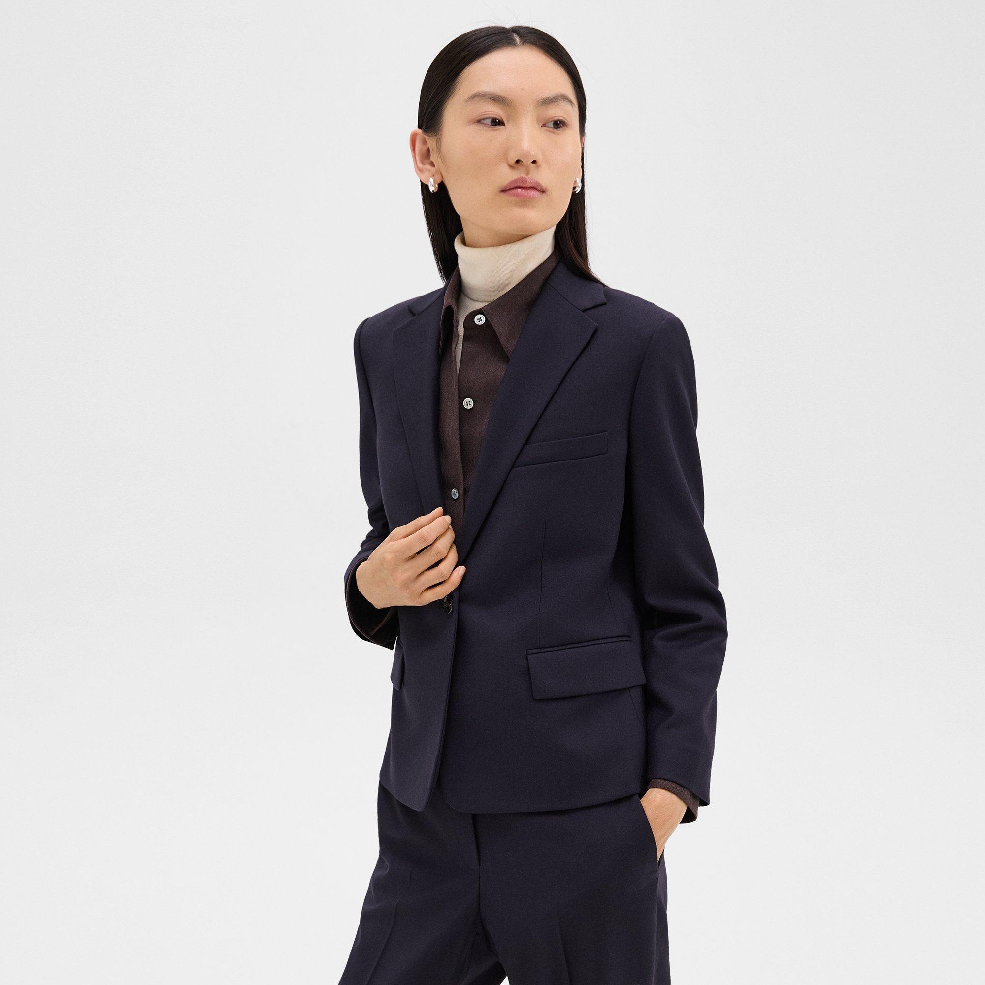 Single-Button Blazer in Sleek Flannel - 3