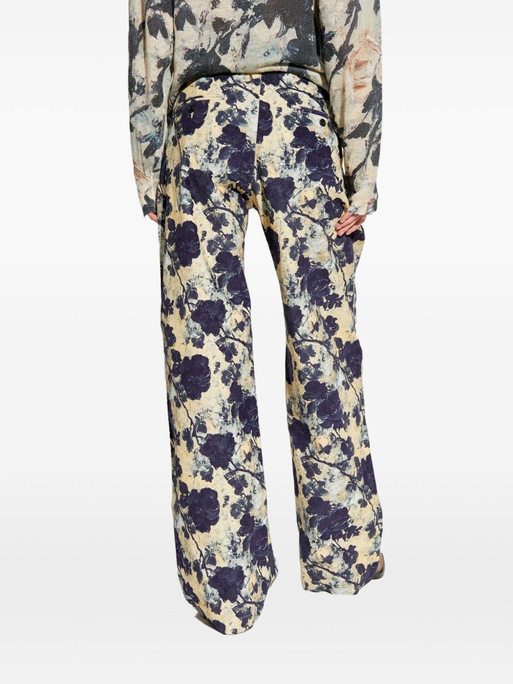 floral-print pleated trousers - 4