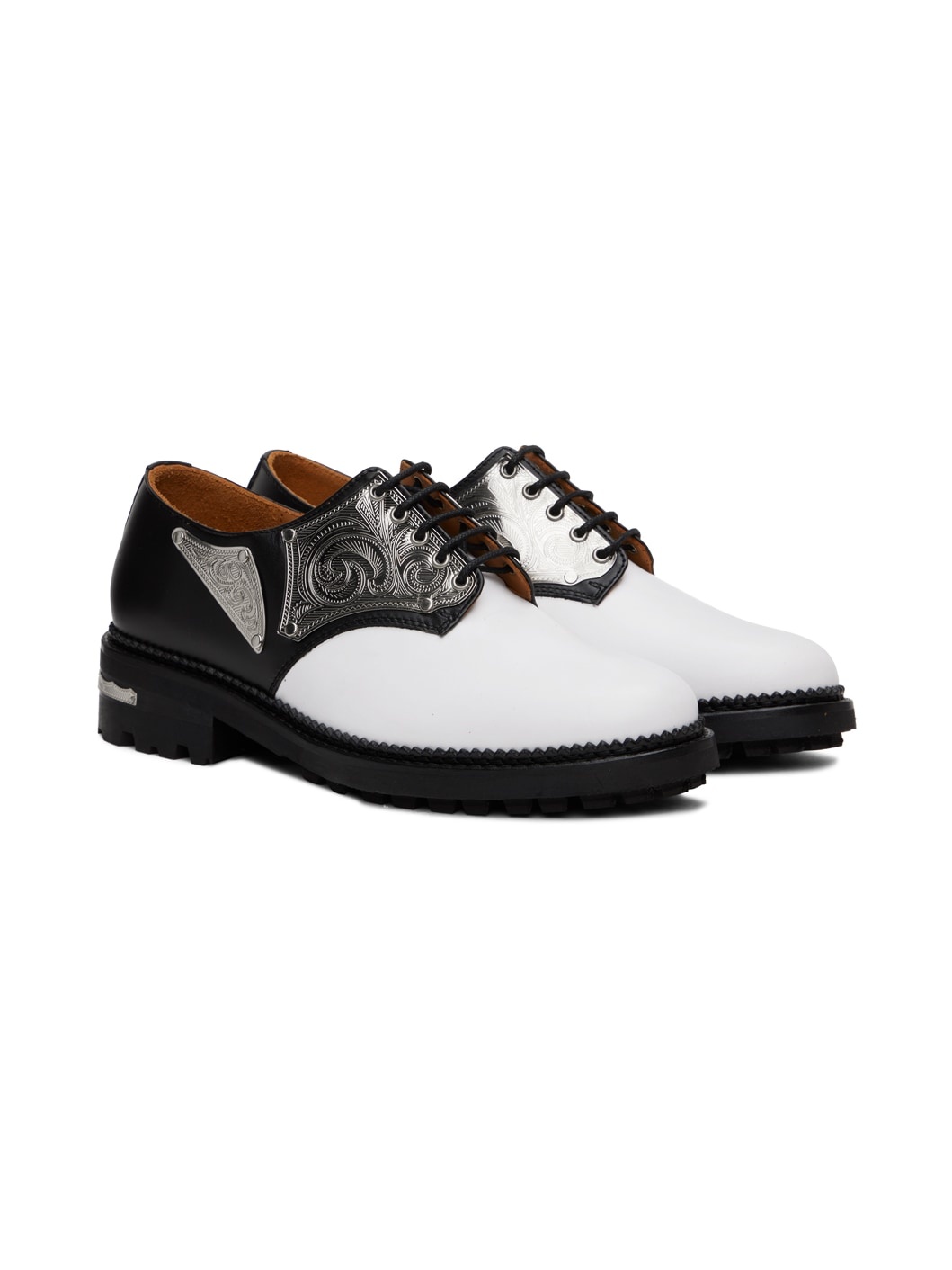 Black & White Metal Plate Oxfords - 4