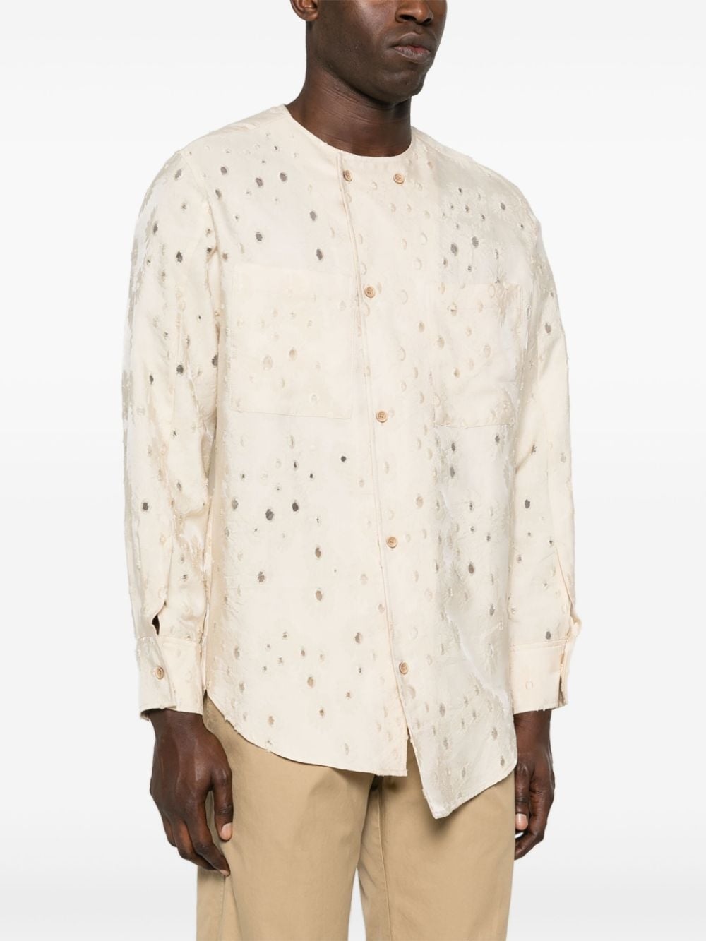 floral-jacquard long-sleeve shirt - 3