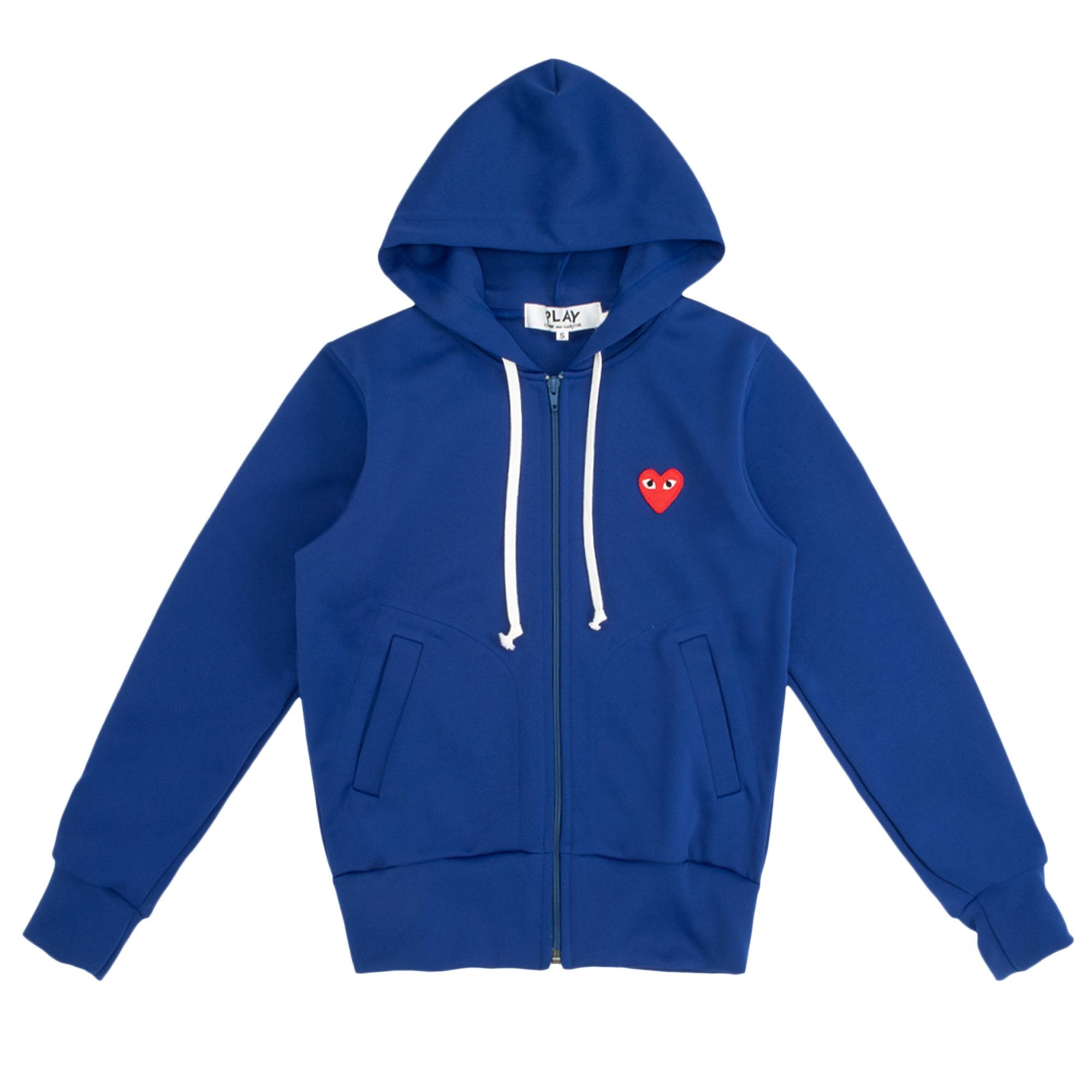 Comme des Garçons Play Zip Up Hoodie With Red Heart 'Navy' - 1