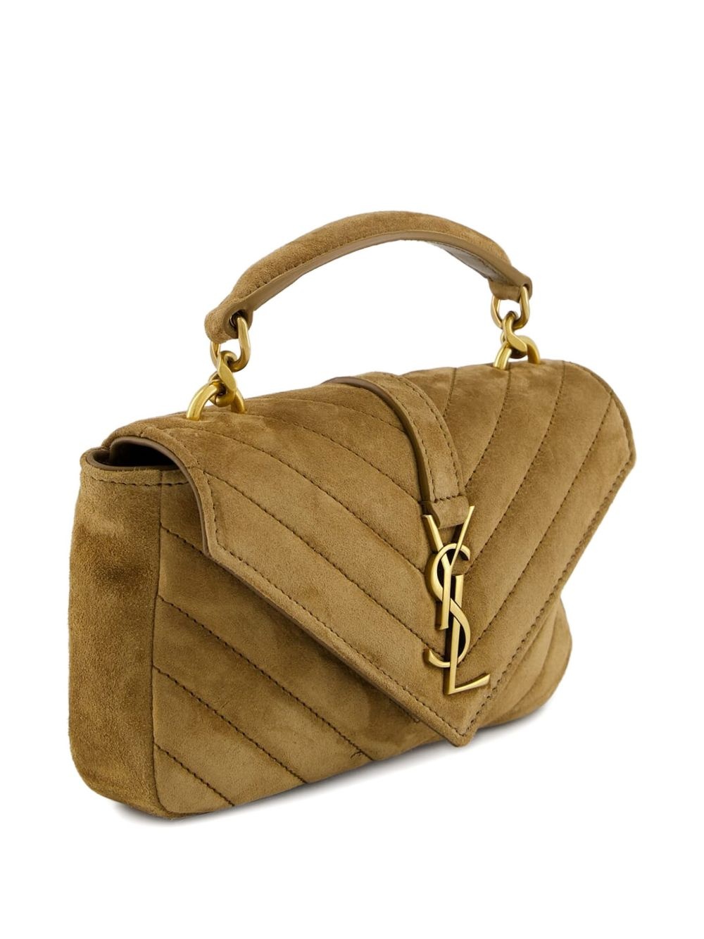 College chevron-quilted suede shoulder bag - 3