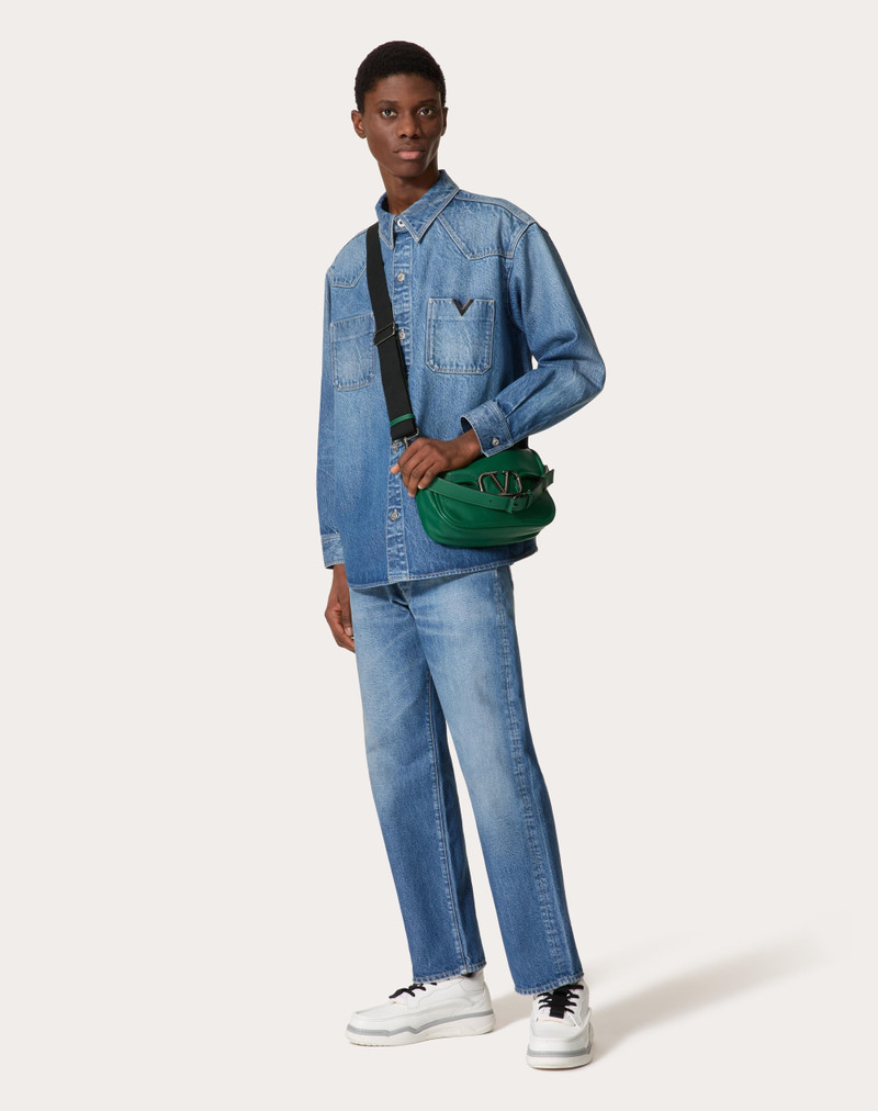 Valentino DENIM SHIRT WITH METALLIC V DETAIL outlook