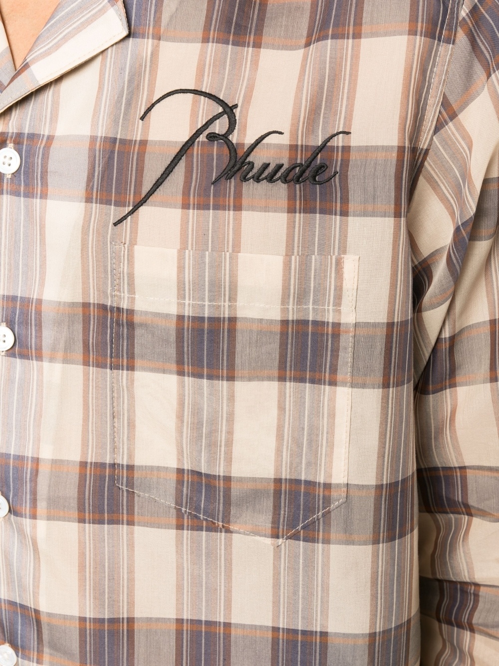 logo-embroidered checked shirt - 5