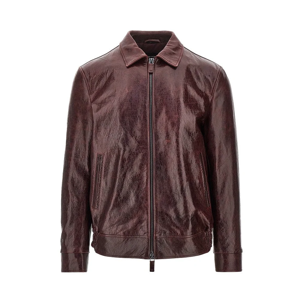LEATHER JACKET WITH WRINKLED EFFECT - 1