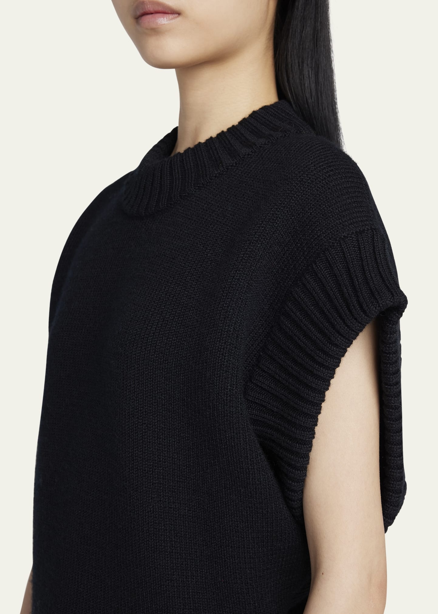 Short Sleeve Wool Sweater - 5