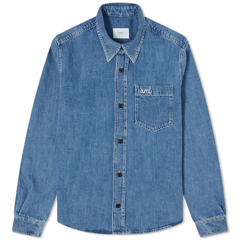 AMI Monogram Pocket Denim Overshirt - 1