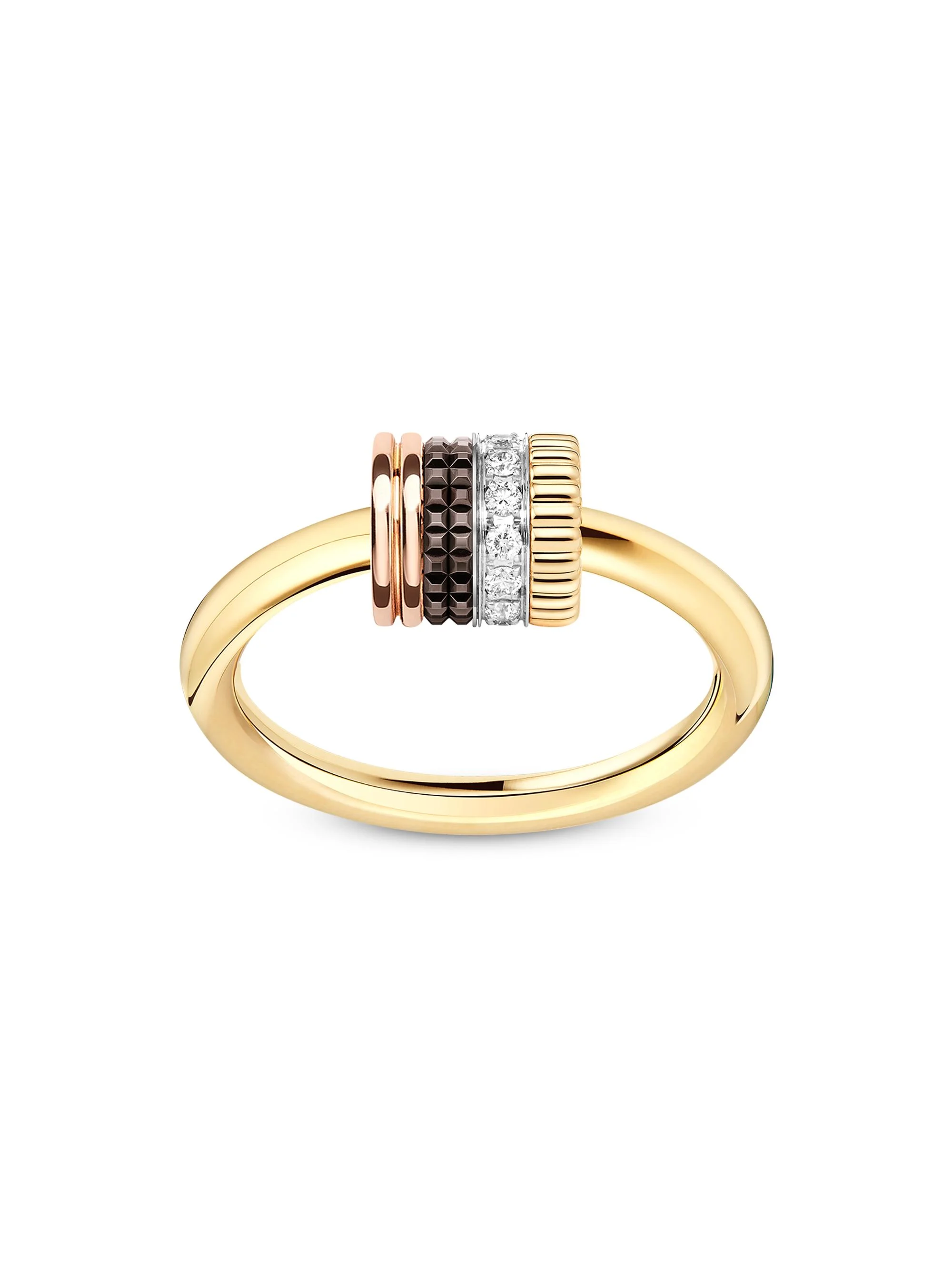 Women's Quatre Classique Tri-Tone 18K Gold & 0.18 TCW Diamond Ring - Yellow Gold - 1