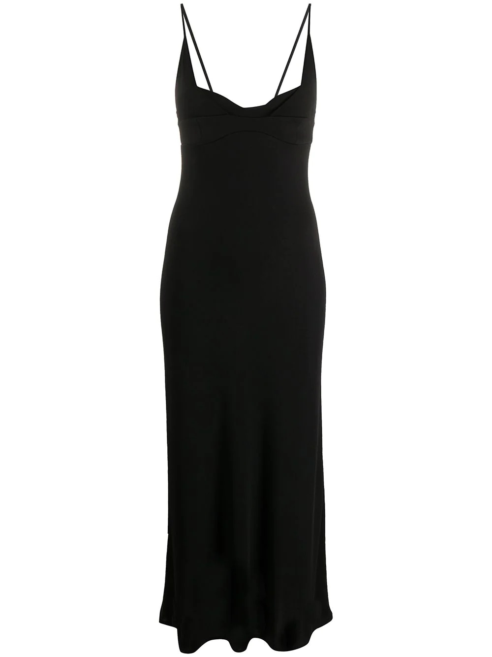 plunge-neck midi dress - 1