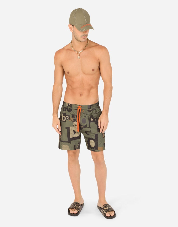 Mid-length swim trunks with all-over logo print - 2