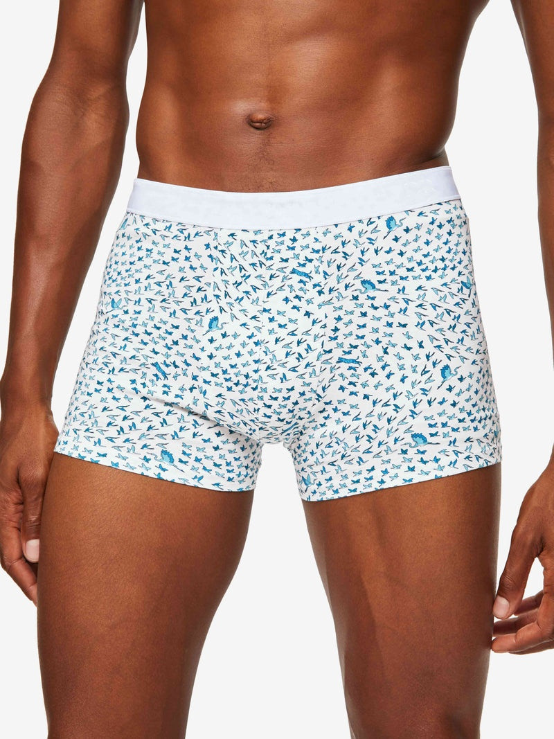Men's Boxer Briefs Birds Pima Cotton Stretch White 2