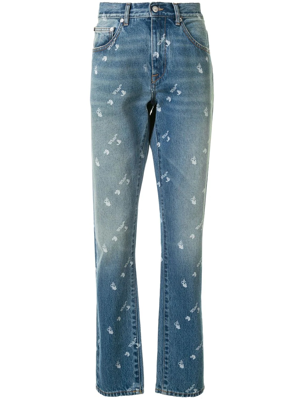 distressed logo print jeans - 1