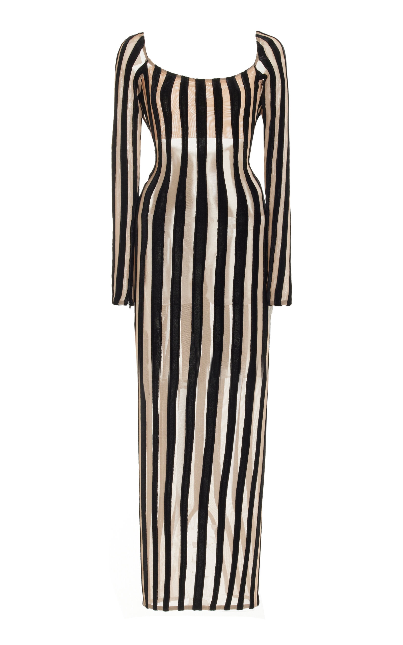 Striped Velvet Midi Dress black - 1