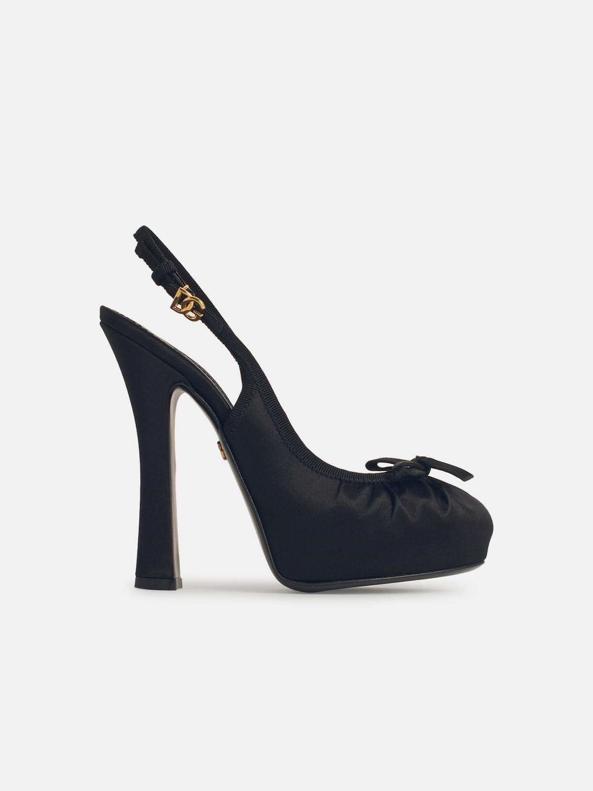BLACK SATIN SANDALS - 1