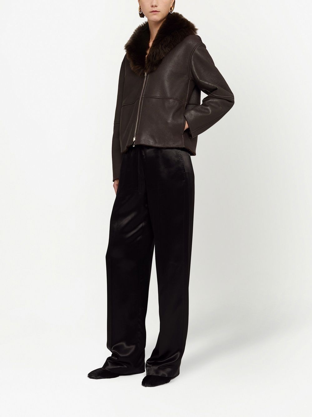 satin-finish trousers - 3