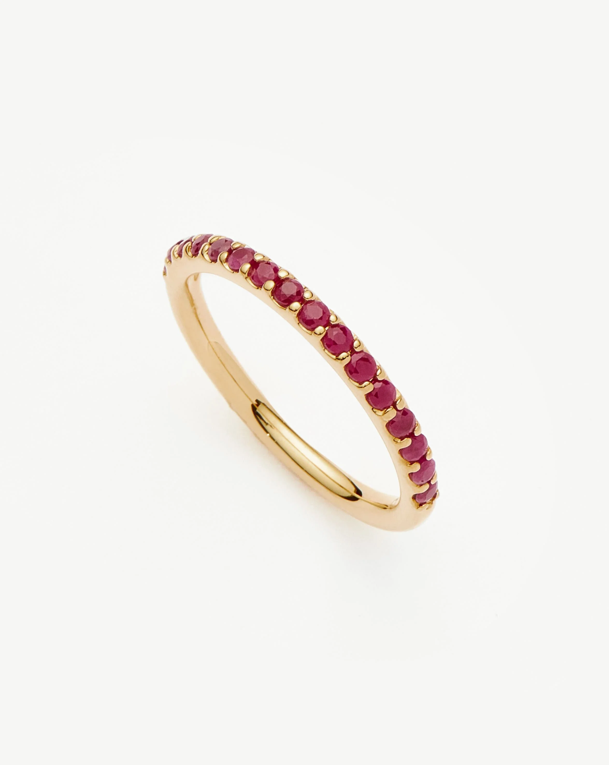 Solid Gold Half Eternity Ruby Ring - 1