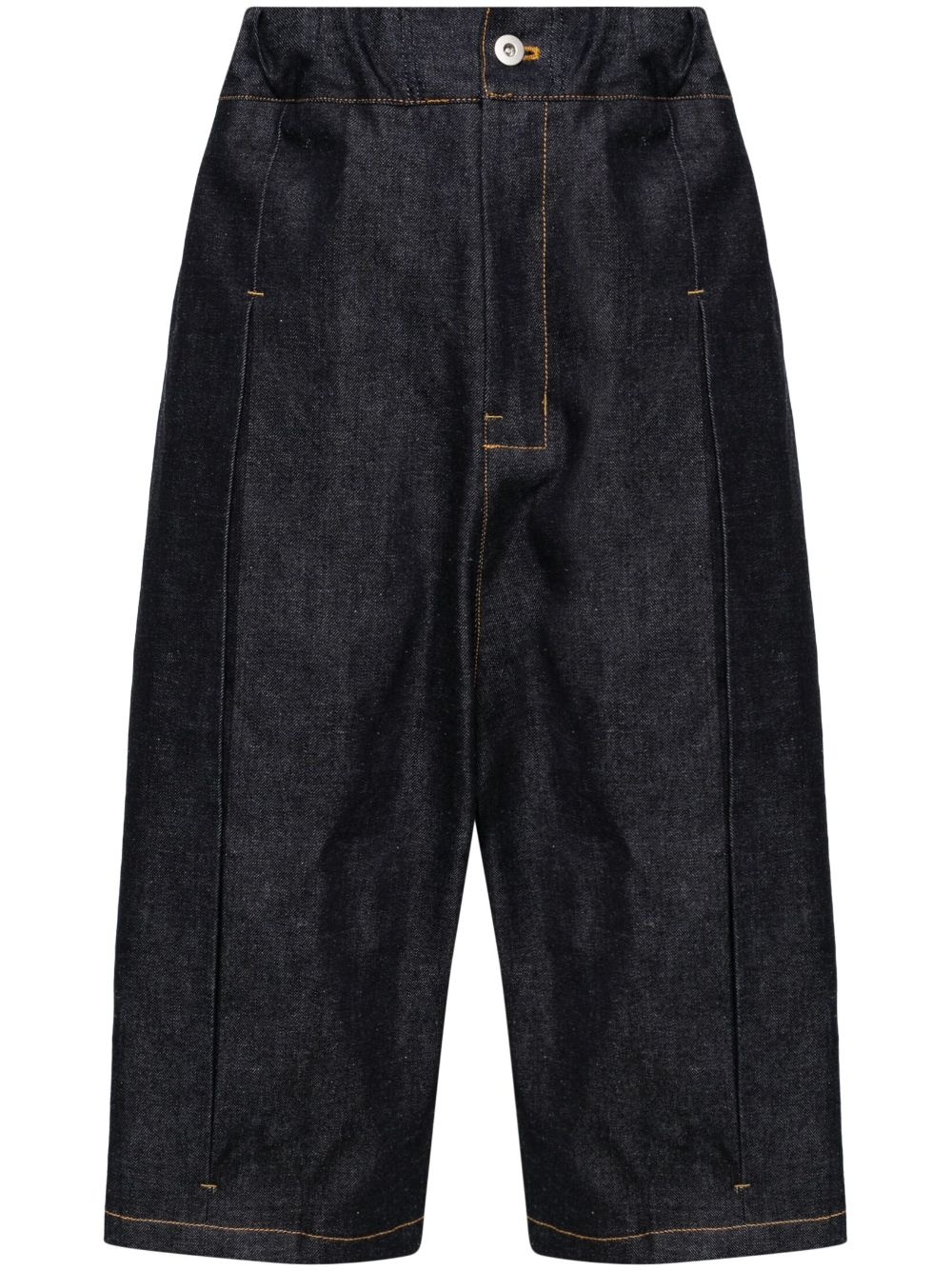 pleated wide-leg denim shorts - 1