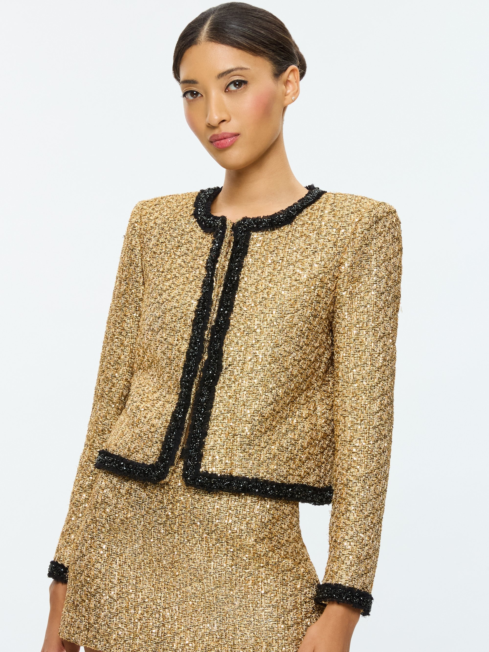 LANDON CROPPED BOXY JACKET WITH EMBELLISHED TRIM - 2