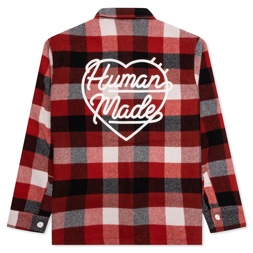 WOOL BEAVERBLOCK CHECK SHIRT - RED - 2